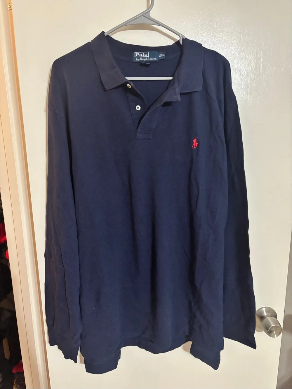 Ralph Lauren Navy Long Sleeve Polo with Red Pony